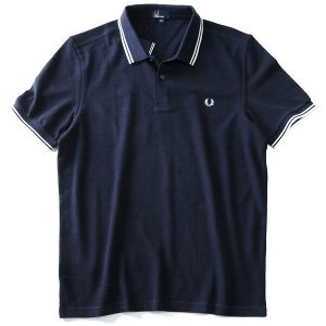 大きいサイズ メンズ fred perry フレッドペリー ライン入 鹿の子 半袖 ポロシャツ