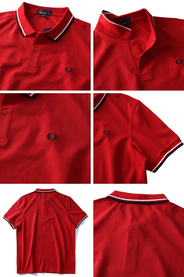 大きいサイズ メンズ fred perry フレッドペリー ライン入 鹿の子 半袖 ポロシャツ