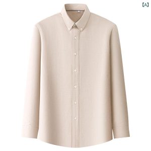 シャツ 男性用 オックスフォードシャツ 長袖 コットン 100% 春秋 通気性 無地 カジュアル 普段使い 白 青 ベージュ ピンク系